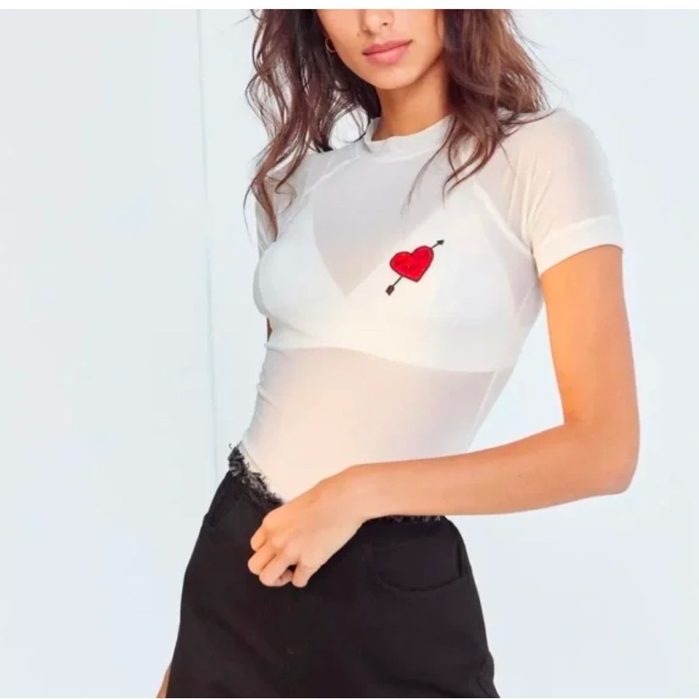 Urban Outfitters Out From Under Patched Up Not Your Baby Mesh Baby Tee